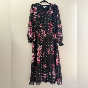 NWT White House Black Market Outlet Metallic Floral Long Sleeve Maxi Dress‎ - 10